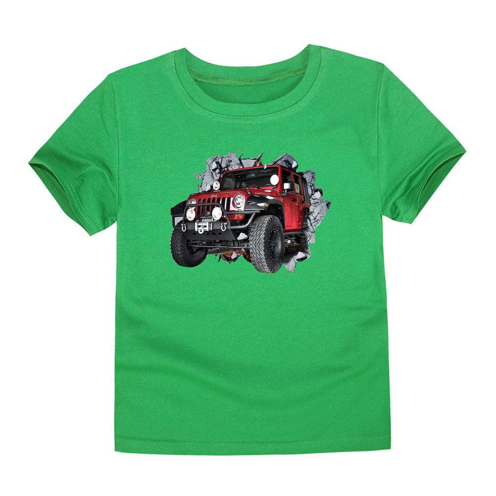 Children's Short-sleeved Cotton Heat Transfer T-shirt For Boys And Girls - Almoni Express