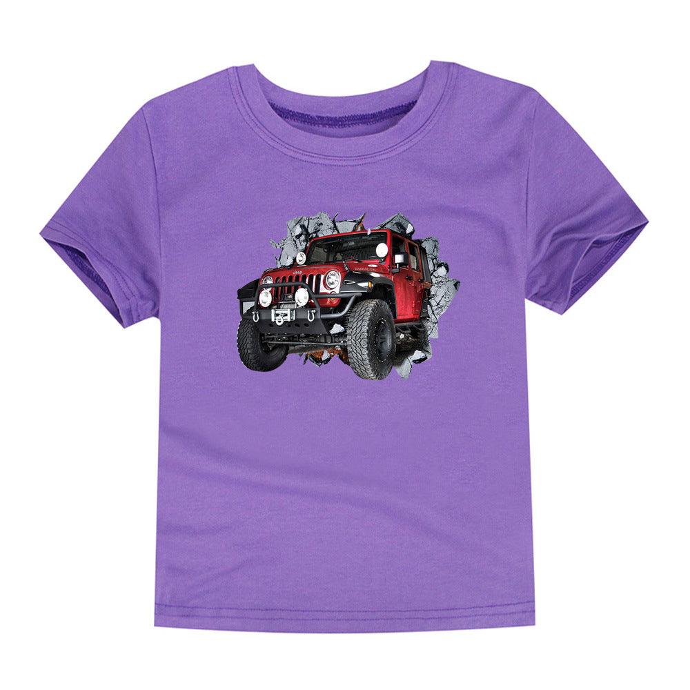 Children's Short-sleeved Cotton Heat Transfer T-shirt For Boys And Girls - Almoni Express