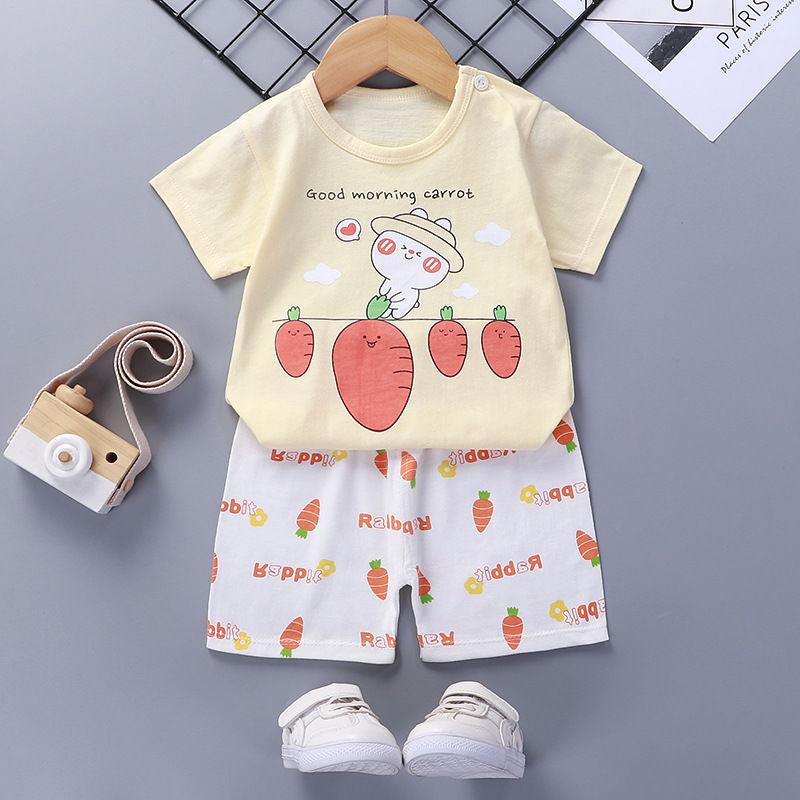 Children'S Short-Sleeved Suit Cotton Baby Summer Baby Clothes - Almoni Express