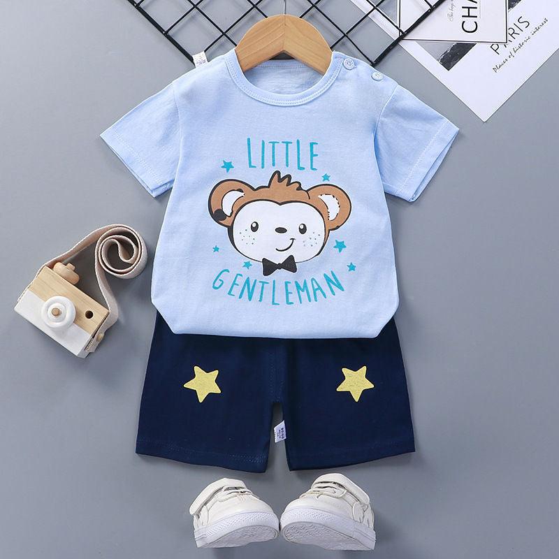 Children'S Short-Sleeved Suit Cotton Baby Summer Baby Clothes - Almoni Express