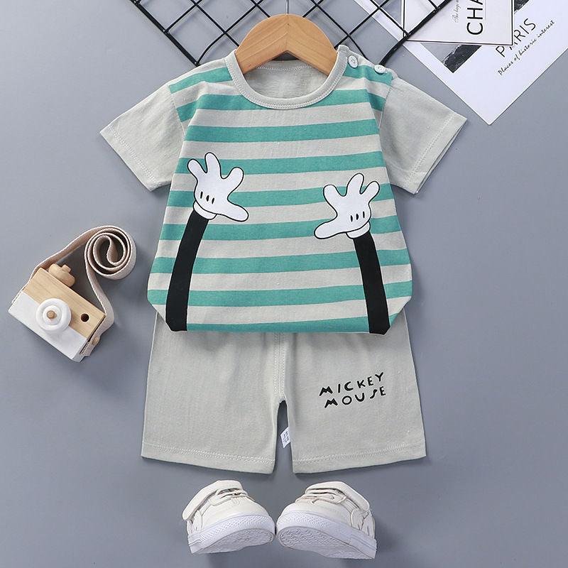 Children'S Short-Sleeved Suit Cotton Baby Summer Baby Clothes - Almoni Express