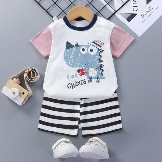 Children'S Short-Sleeved Suit Cotton Baby Summer Baby Clothes - Almoni Express