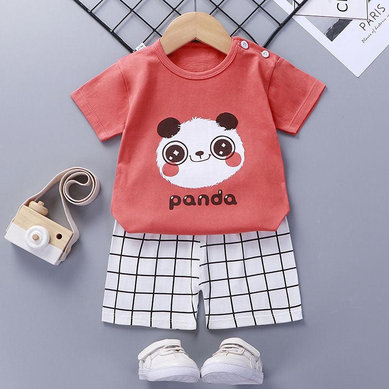 Children'S Short-Sleeved Suit Cotton Baby Summer Baby Clothes - Almoni Express