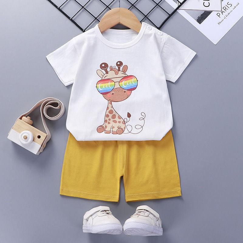 Children'S Short-Sleeved Suit Cotton Baby Summer Baby Clothes - Almoni Express