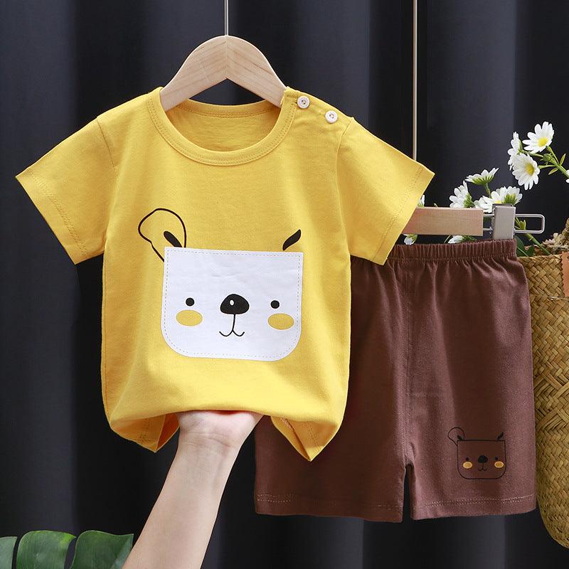 Children's Short-sleeved Suit Cotton T-shirt Baby Baby Clothes - Almoni Express