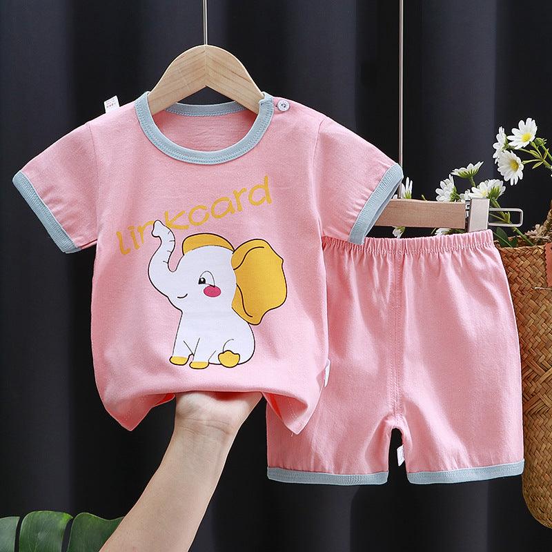 Children's Short-sleeved Suit Cotton T-shirt Baby Baby Clothes - Almoni Express