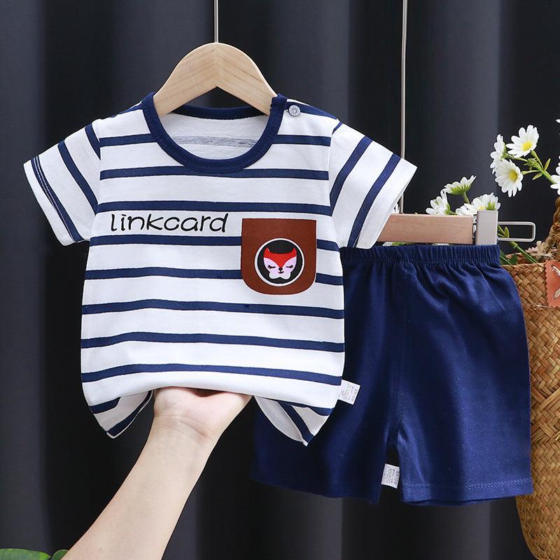 Children's Short-sleeved Suit Cotton T-shirt Baby Baby Clothes - Almoni Express