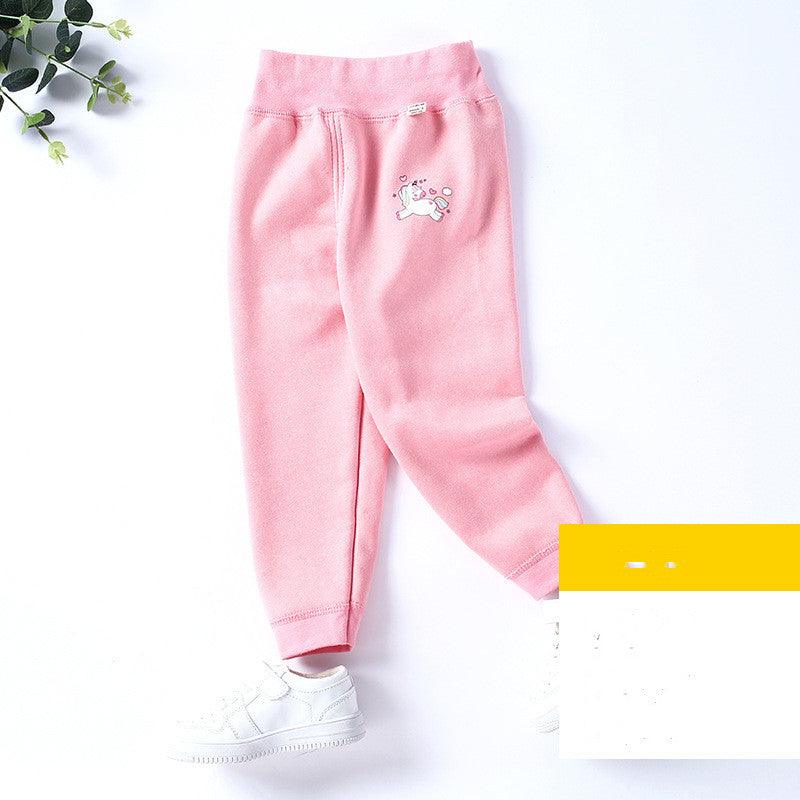 Children's solid color plus velvet leggings - Almoni Express