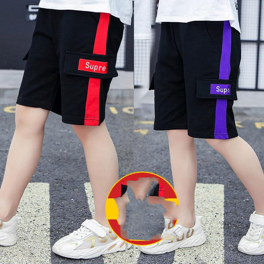 Children's Sports Cotton Cropped Trousers Middle Pants Trendy Thin Pants - Almoni Express