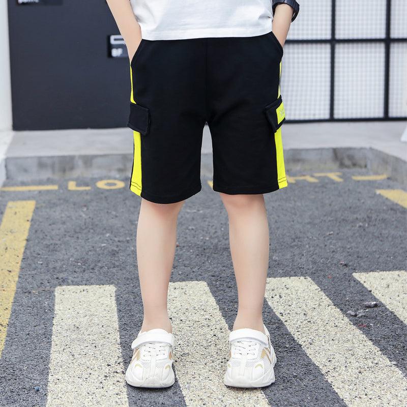 Children's Sports Cotton Cropped Trousers Middle Pants Trendy Thin Pants - Almoni Express