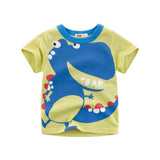 Children's top cartoon T-shirt with round neck and short sleeve - Almoni Express