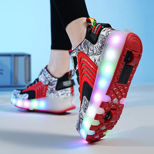 Children's Wheel Shoes LED Light Emitting Charging Children's Lamp Shoes - Almoni Express