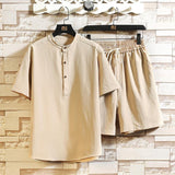 Chinese Style Two-piece Suit Summer New Stand Collar Retro Short Sleeve Suit - AL MONI EXPRESS