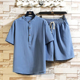 Chinese Style Two-piece Suit Summer New Stand Collar Retro Short Sleeve Suit - AL MONI EXPRESS