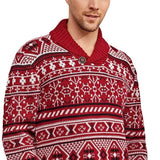 Christmas Elk Lapel Knitted Sweater Men - Almoni Express