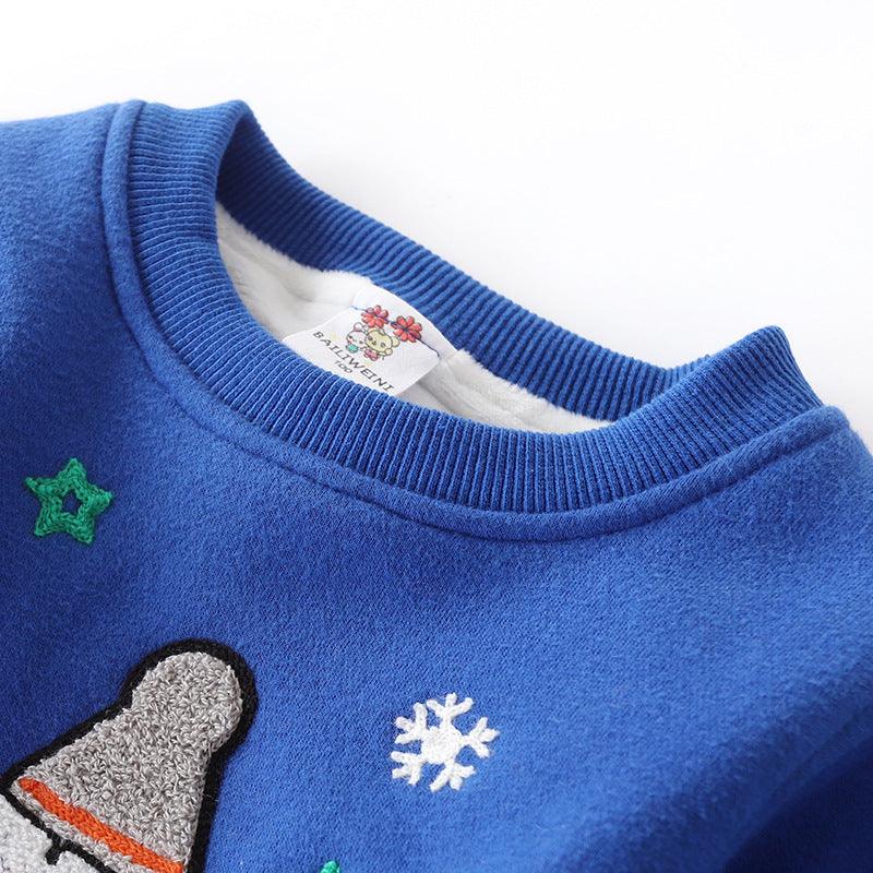 Christmas snowman plus velvet padded baby sweater - Almoni Express