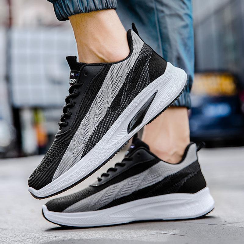 Color-blocked Mesh Sneakers Men Breathable Comfortable Casual Fashion Lace Up Wear-resistant Walking Running Sports Shoes - AL MONI EXPRESS