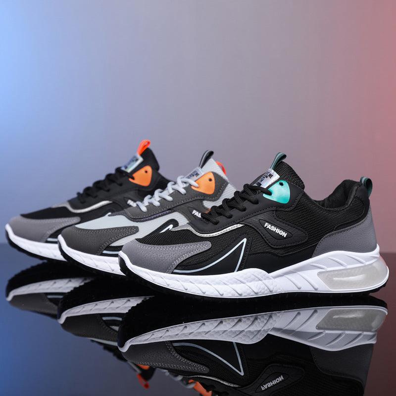 Color-blocked Sneakers Fashion Breathable Lace Up Mesh Sports Shoes For Men Casual Outdoor Running Walking Shoes - AL MONI EXPRESS