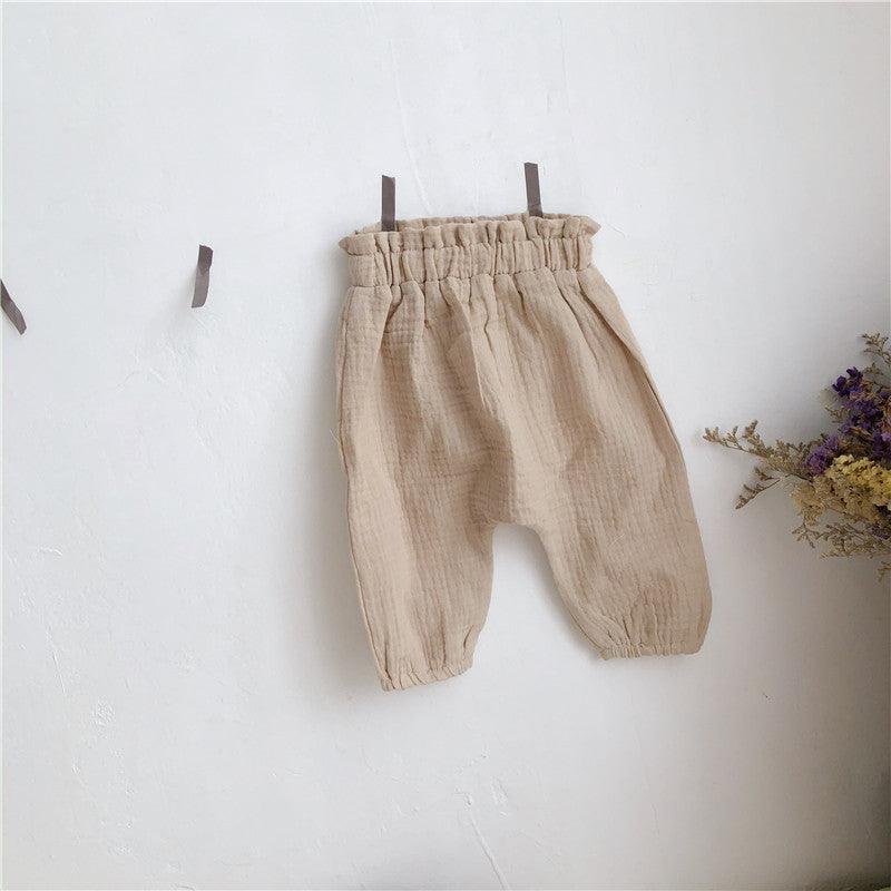 Cotton And Linen Comfortable Loose Big PP Pants Wild High Waist Casual - Almoni Express