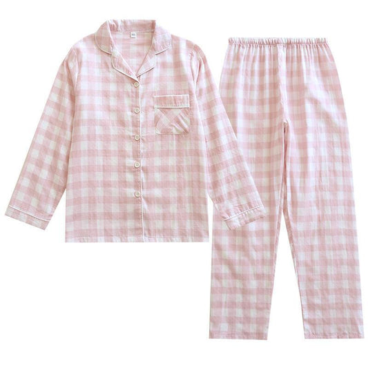 Couple's Cotton Long-sleeved Pajamas Spring And Autumn Large Size Thin Loungewear Suit - AL MONI EXPRESS