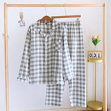 Couple's Cotton Long-sleeved Pajamas Spring And Autumn Large Size Thin Loungewear Suit - AL MONI EXPRESS