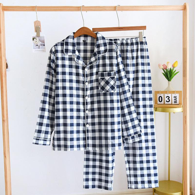 Couple's Cotton Long-sleeved Pajamas Spring And Autumn Large Size Thin Loungewear Suit - AL MONI EXPRESS