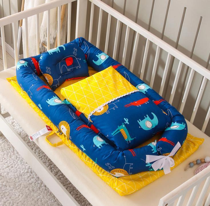 Crib Anti-pressure Newborn Foldable Portable Crib Middle Bed Baby Infant Mattress Bionic Travel Bed - Almoni Express