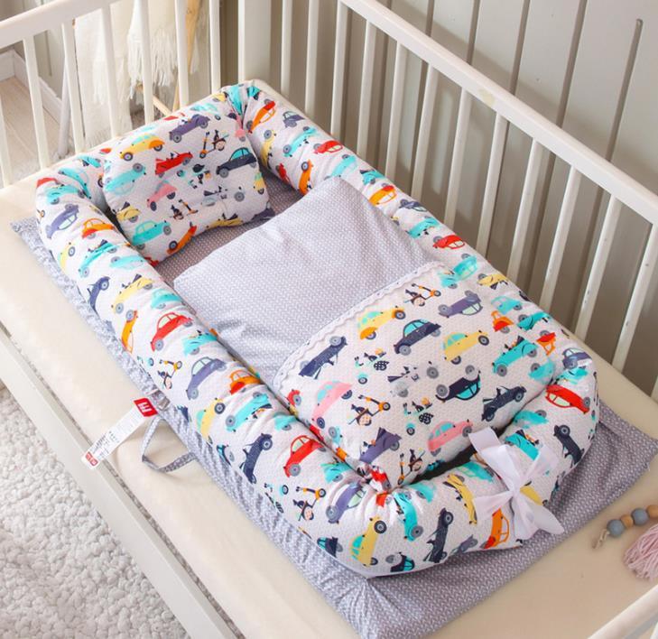 Crib Anti-pressure Newborn Foldable Portable Crib Middle Bed Baby Infant Mattress Bionic Travel Bed - Almoni Express