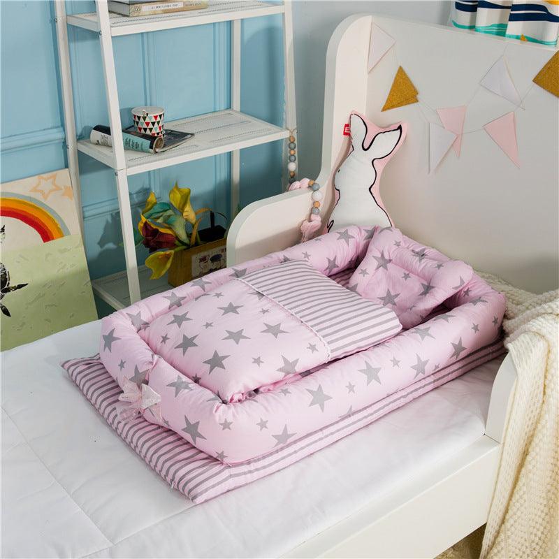 Crib Anti-pressure Newborn Foldable Portable Crib Middle Bed Baby Infant Mattress Bionic Travel Bed - Almoni Express