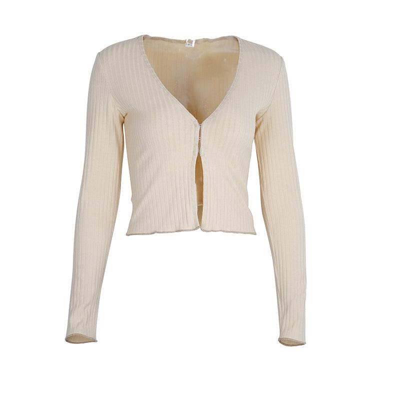 Crop long sleeve ribbed top - Almoni Express