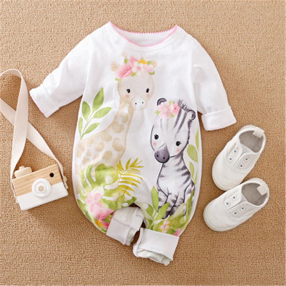 Cross-Border European And American Ins Baby Onesies Spring And Autumn Cotton Baby Cartoon Crawling Clothes Newborn Clothes Baby - Almoni Express