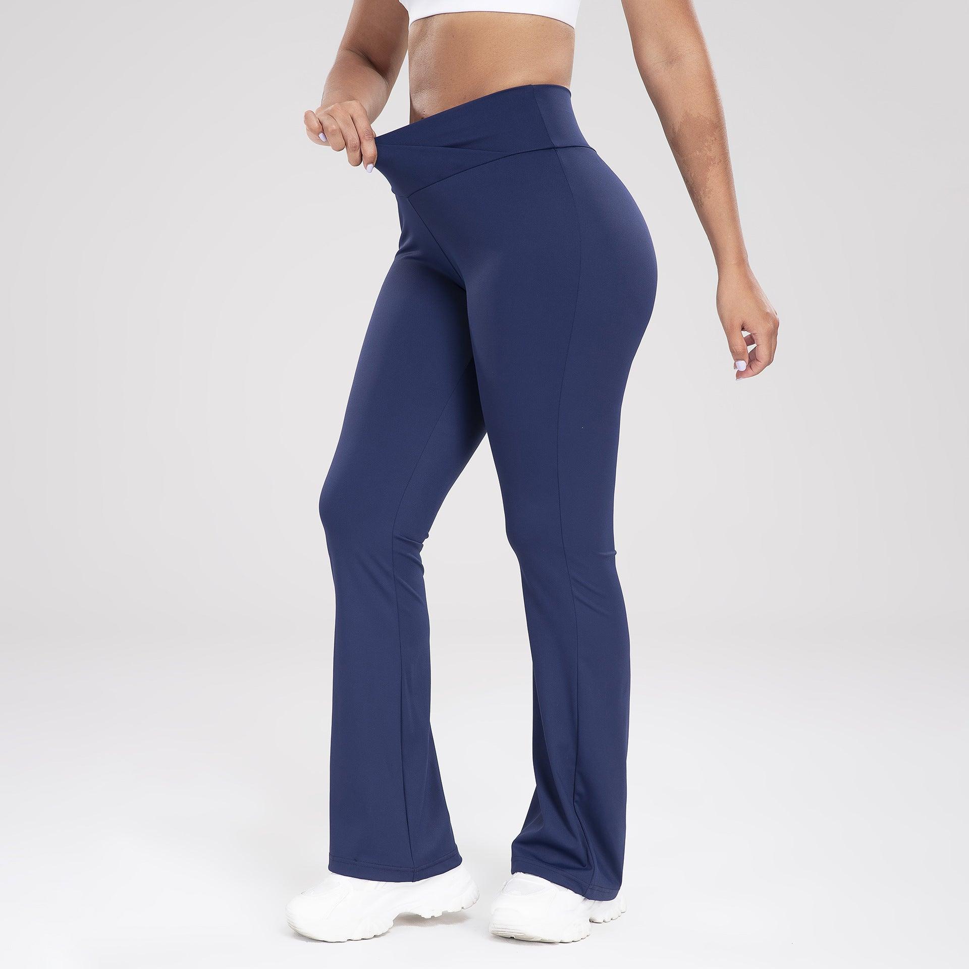 Cross Waist Side Pocket Leisure Sports Bell-bottom Pants Slim Fit Yoga Pants Women - AL MONI EXPRESS