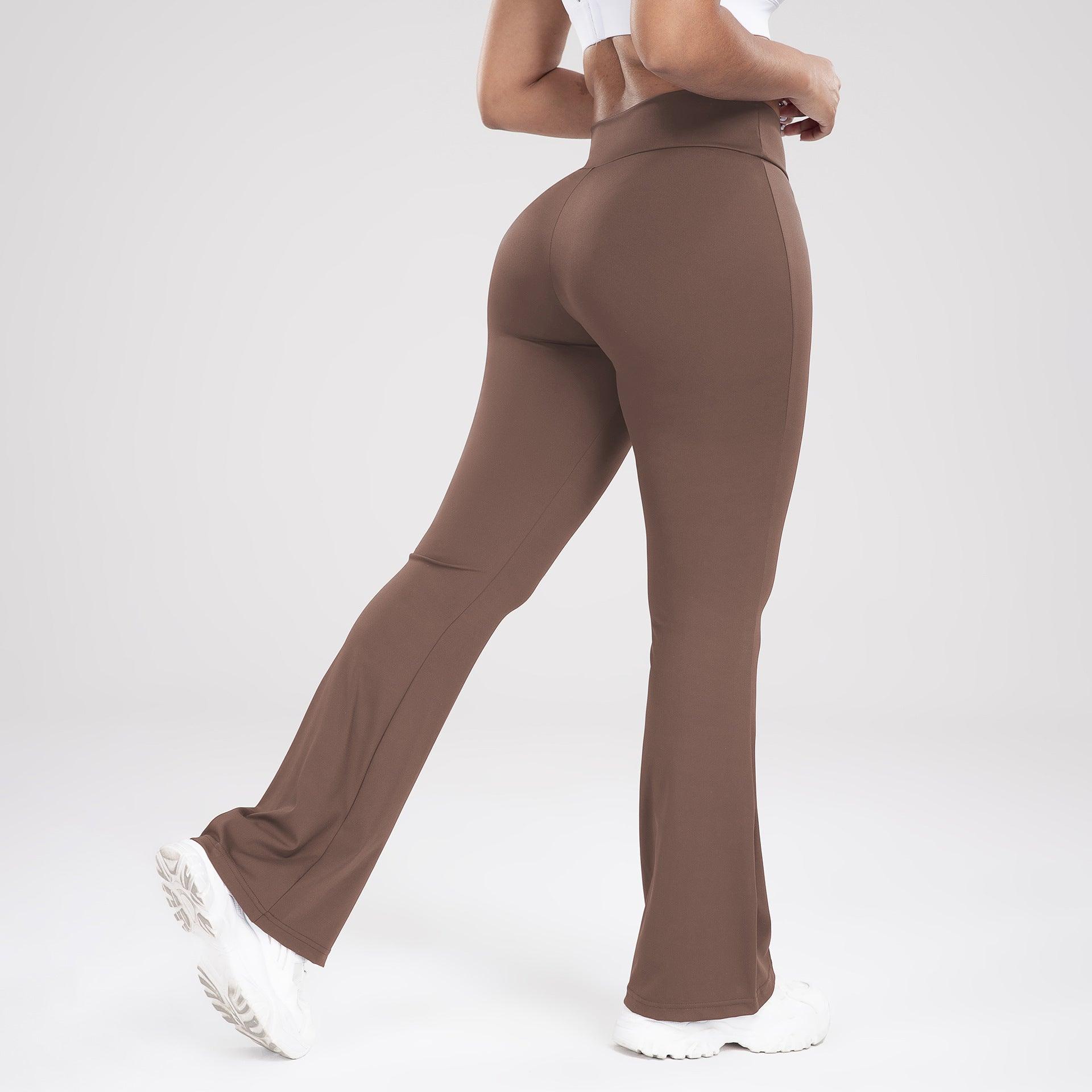 Cross Waist Side Pocket Leisure Sports Bell-bottom Pants Slim Fit Yoga Pants Women - AL MONI EXPRESS