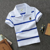 CUHK Children's T-shirt Cotton Striped Lapel Polo Shirt - Almoni Express