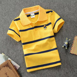 CUHK Children's T-shirt Cotton Striped Lapel Polo Shirt - Almoni Express