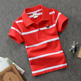 CUHK Children's T-shirt Cotton Striped Lapel Polo Shirt - Almoni Express