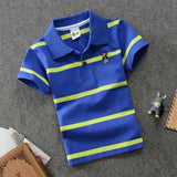 CUHK Children's T-shirt Cotton Striped Lapel Polo Shirt - Almoni Express