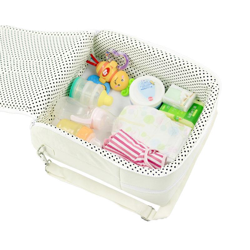 Custom-made multi function double one Mommy bag portable folding baby bed outdoor travel handbag - Almoni Express