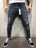 Customized models Europe and the United States high street tide men's hole jeans stretch large size pants slim pants Biker jeans - AL MONI EXPRESS