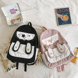 Cute Bunny Ears Bowknot Backpack Student - Almoni Express