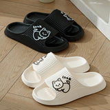 Cute Cat Slippers Summer Women Home Shoes Bath Thick Platform Non-Slip Slides Indoor Outdoor - AL MONI EXPRESS