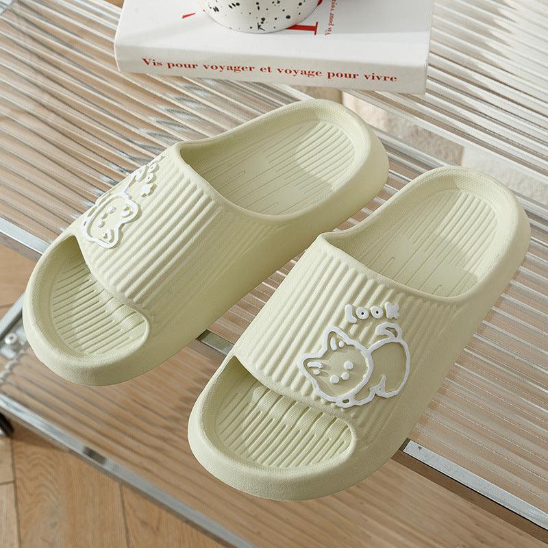 Cute Cat Slippers Summer Women Home Shoes Bath Thick Platform Non-Slip Slides Indoor Outdoor - AL MONI EXPRESS