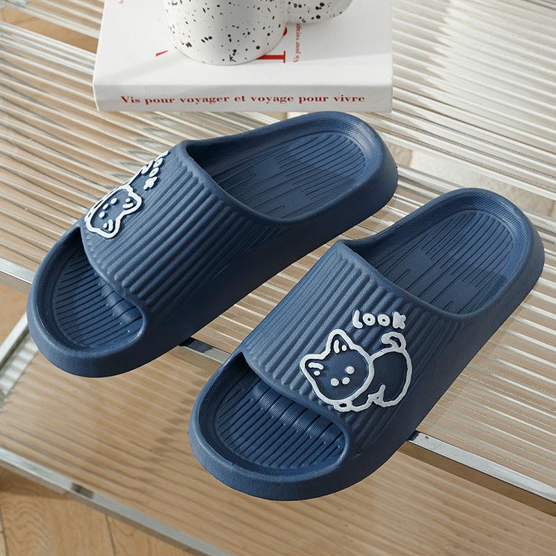 Cute Cat Slippers Summer Women Home Shoes Bath Thick Platform Non-Slip Slides Indoor Outdoor - AL MONI EXPRESS