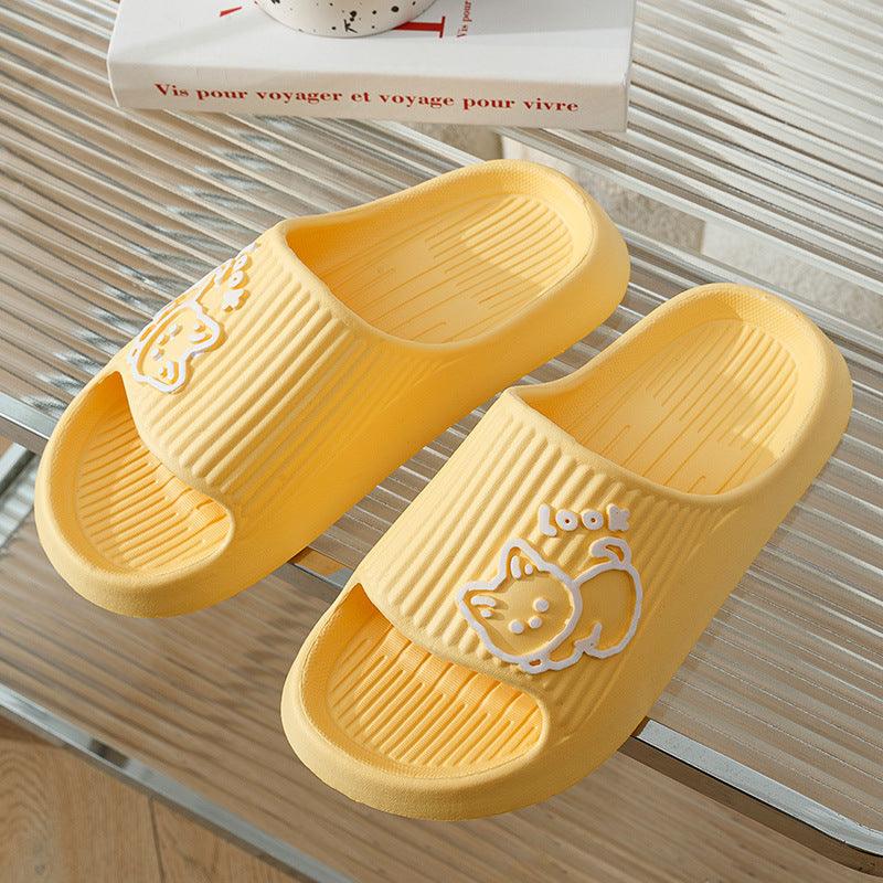 Cute Cat Slippers Summer Women Home Shoes Bath Thick Platform Non-Slip Slides Indoor Outdoor - AL MONI EXPRESS