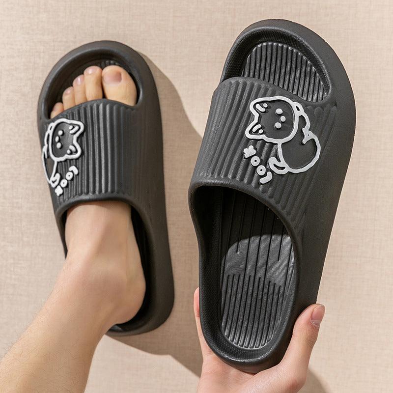 Cute Cat Slippers Summer Women Home Shoes Bath Thick Platform Non-Slip Slides Indoor Outdoor - AL MONI EXPRESS