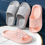 Cute Cat Slippers Summer Women Home Shoes Bath Thick Platform Non-Slip Slides Indoor Outdoor - AL MONI EXPRESS