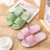 Cute Plaid Print Home Slippers Soft Sole Non-slip Floor Bathroom Shower Slippers For Women And Men House Shoes - AL MONI EXPRESS