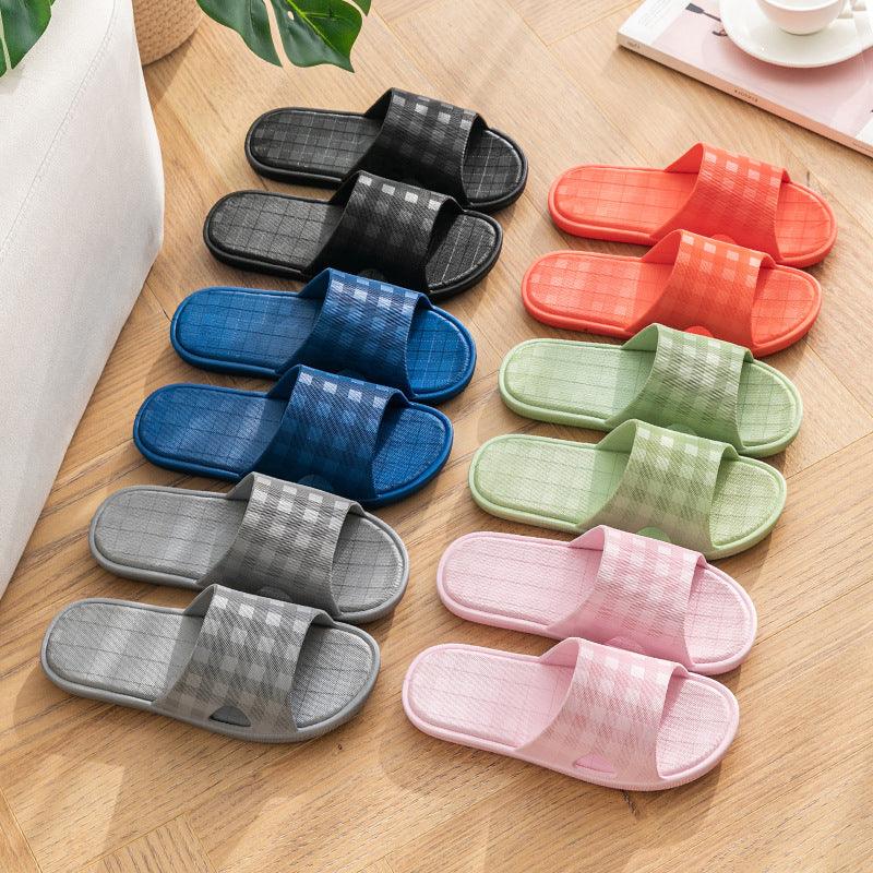 Cute Plaid Print Home Slippers Soft Sole Non-slip Floor Bathroom Shower Slippers For Women And Men House Shoes - AL MONI EXPRESS