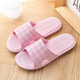 Cute Plaid Print Home Slippers Soft Sole Non-slip Floor Bathroom Shower Slippers For Women And Men House Shoes - AL MONI EXPRESS