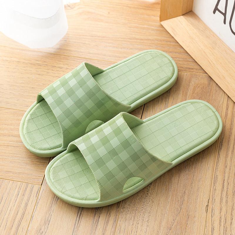 Cute Plaid Print Home Slippers Soft Sole Non-slip Floor Bathroom Shower Slippers For Women And Men House Shoes - AL MONI EXPRESS